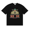 Camisetas de rhude mass camisetas de grife masculino feminino solto de camiseta branca casual manga curta de verão hip hop streetwear roupas