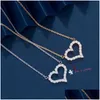 Collares colgantes T CLECTLACE S SIER Tamaño en forma de corazón FL de Diamond Clavícula Cadena de luz Drop de gota Joyería Pendientes Dhlmc