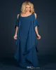 2019 New Champagne Navy Blue Mother of the Bride Dresses Chiffon Deved Beaded Plus size size Flowing Flowing Mother Asevial ​​DR7092288