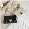 Borsa 2024 Chain Style Chain Ladies Shool Solid Color PU Western Messenger Texture Piccola femmina quadrata