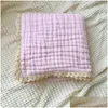 Blankets Swaddling Soft And Comfy Baby Blanket With 6 Layers Of Muslin Lace Perfect For Ddling Car Seat Er Or Poshoot Props Drop Deliv Otimz