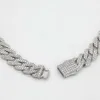 Bling 925 Silver Ice Out Lab Diamond Mossanite Cubanas Neckace Collana Hip Hop Gioielli Cuban Link Catena per uomini