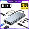 Hubs Ryra 11 в 1 USB C Hub Type C Splitter To HDMI 4K Thunderbolt 3 Docting Adapter с Aux SD TF Card RJ45 VAG HUB