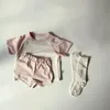 Été pour bébé pour bébé ensembles de coton patchwork à manches courtes t-shirts short 2pcs costume enfants garçons filles vêtements décontractés 240403