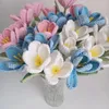 Decorative Flowers Simulation Flower Wool Bouquet Weaving Blooming Tulip Open Finished Hand-Knitted Valentine's Day Gifts Decor Crafts