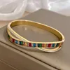 Bangle Aensoa Fashion Cross Artificial ingelegde kleurrijke zirkonia roestvrijstalen stalen armband waterdichte persoonlijkheid Y2K