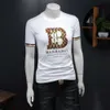 Summer Nuovo uomo Mano di alta qualità Cotton rotondo pullover rotondo pullover stampato a maniche corta t-shirt alla moda H6MI