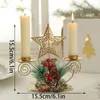 Kandelaars Kerstmis Smeedijzeren kandelaar Santa Claus Star Elk Tree Holder Xmas Jaar Tafel ornament