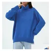 Women Sweters Nowe kobiety Turtleeck Sweater Autumn Winter Gruba ciepła sieknięcie Najwyraźniejsza swobodna luźna dzianina Kobieta DEL DH2VM