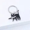 Keychains lanyards schattige cartoon mes kat sleutelhanger roestvrij staal zwart kitten Q240403