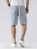 Men's Shorts Mens summer street style tear dye design denim shorts with high elasticity and comfortable knee length J240407