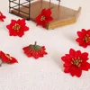 Dekorative Blumen 40 PCs Weihnachtsbaum künstlicher Glitzerblumschmuck für Kranzgirlande (rot)