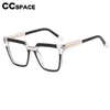 Solglasögonramar 56595 Fashion Retro Square Optical Spectacle Frame Two Color Splice Women Stor storlek Cat Eye TR90 Anti Blue Computer