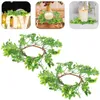 Decorative Flowers 2 Pcs Ring Wreaths Leaves Rings Floral Pillars Candles Pe (plastic) Artificial Leaf Green