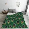 Koce zielone pawi pióra Koc Ket Coral Plush Spring/Autumn Sofa Rzuć wygodne miękkie na kołdię na kanapie