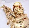 Suzuki Ny ankomst EB Alto Saxophone Brass Gold Plated E Flat Alto Sax Professional Musical Instrument med munstycket Case9302096