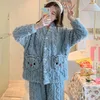 Home Clothing Women Neck Women Casual Nightwear Sleep Zestaw Intyment bielizny koralowca polar piżamy krótka jesienna piżama garnitur