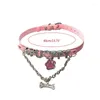 Catene Y2K Collana rosa girocollo GOTH GOTH REGOLABILE CUPPY BONE CAMPIO PENDANT COLLAR CATTERA GIETTÀ