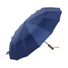 Guarda -chuvas à prova de vento 16 guarda -chuva de negócios para homens alça de madeira totalmente automática
