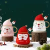 Mugs Design Ceramic Santa Claus Figurines Cup med locket par Christmas Office Home Milk Coffee Bottle Lovers 'Gifts