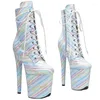 Zapatos de baile Laijianjinxia moda de cuero genuino superior 20 cm/8 pulgadas pole dance plataforma de tacón alto botas modernas para mujeres 210