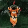 Konst och hantverk hartspinnar Creative Christmas Tree Ornament Christmas Wreath Diy Ornament Red Hat Söt simulering Animal Sculpturel2447