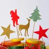 Einweg -Besteck 100pcs Weihnachtscocktail Picks Elch Santa Claus Fruits Bambus Zahnstocher für Getränke Dessert Essen Vorspeisen Hochzeit