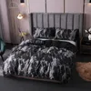 Bedding Sets Reactive Printed Soft And Warm Nordic Bed Cover 150 Duvet Covers For 240x220 Luxury Dark Black Marble 2/3 Pces