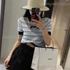 Designer T -shirt Dames kleding Gebreide T -shirt Brand Exclusieve stijl Crop tops Zomer Ventilate Gebreide holle top Zwart Wit T -shirt Sexy tanks Korte mouw T -stukken