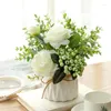 Dekorative Blumen Norde Europäische Art Set Ceramic Seil Rose Vase Topf Pflanze Home Office Hochzeit Party Dekoration Nachahmung