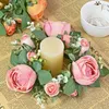 Decorative Flowers Simulation Wreath Elegant Candlestick Garland Table Party Decoration Candle Holder For Long-lasting Home Realistic