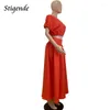 Work Dresses Stigende Loose Fit 2 Piece Skirt Sets Outfits Women Casual Clothes Elastic Waist Crop Top And Long