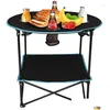 Camp Meubles Table pliante extérieure Cam de voyage Pique-nique pliable Round avec 4 porte-tasses et transport Drop Drop Livrot Sports Outdoor DHE5O