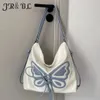 niche butterfly shoulder bag female fashion one-shoulder underarm bag student commuting large capacity tote bag female