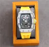 Nya lyxiga herrklockor Fashion Iced Out Automatic Watch 316L rostfritt stålfodral Gummistrap4828872