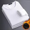 Camisetas para hombres H.Aic s cálida ropa interior abrigo de otoño debajo del cuello redondo de manga larga plush de terciopelo espesado camiseta