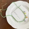 Ketten Egirl Schmuck kühle farbenfrohe Perlen Anhänger Halskette DIY Fashion Blume Choker J78E