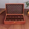 Cajas de relojes de diseñador Caja de reloj de madera de cuero al por mayor 12 Cajas