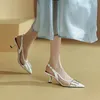 Scarpe vestiti sandali donne donne estate di moda femminile 2024 punta a rivetta a maglia traspirante tacchi sexy alti sexy