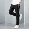 Men's Pants Solid Color Trousers Loose Straight Drawstring With Elastic Waist Pockets Breathable Ankle Length For Daily