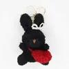 Keychains Lanyards Bowtie Curly Rabbit Keychain Söt plysch Animal Custom med Pocket Pendant Fashion Accessories Q240403