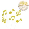 Dekorative Blumen Musiksymbole Notizen Cupcake Toppers Glitter Cake Topper für Dessert Geburtstagsfeier Dekor (Silber)