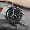 Omeg Fashion Planet Moon Watches Mens Top Luksusowa marka Wodoodporna sportowa zegarek chronograf skórzany kwarc Swatchwatches Watch Ome-05