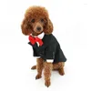 Dog Apparel Bridegroom Clothes Bow Tie Black Suit Gentleman Formal Shirt And Tuxedo