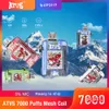 ATVS 7000 Puffs E Cigarettes Disposables Vape Pen Crystal Vape 7K VAPER VAPE MESH COIL 650mAH Batterie rechargeable Chariots préfabillés