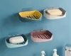 Dispensateur de savon liquide Boîte de salle de bain de drainage à double couches Creative Perfoated Storage Rack Maison Maison Mur
