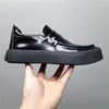 Casual Shoes Spring Autumn Round Toe Patent Leather Mens Loafers Fashion Slip-On Black Thick Platform Cowhide Genuine