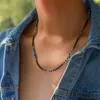 Chaines Collier de chaîne de perles bohème pour hommes Simple Blue Black Splice rétro Party Bijoux Accessoire