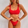 Costumi da bagno femminile a bassa vita bikini 2024 triangolo perizoma femminile con costume da bagno femminile donna solido abito a due pezzi spingendo bagno bagno