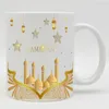 Vit Mubarakhappy Eid välsignelse efter Ramadan Islamiska muslimska helgdagar Crescent Ceramic Ramadan Mugs 240407